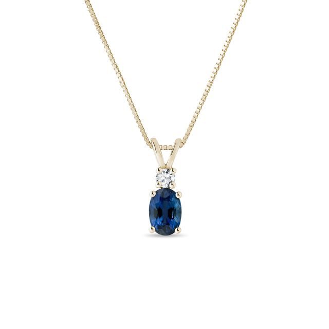 GOLDKETTE MIT OVALEM SAPHIR UND DIAMANT IN GELBGOLD - KETTEN MIT SAPHIR - KETTEN