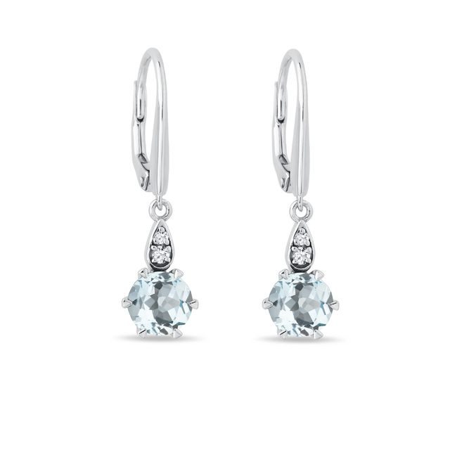 Aquamarine and Diamond White Gold Earrings