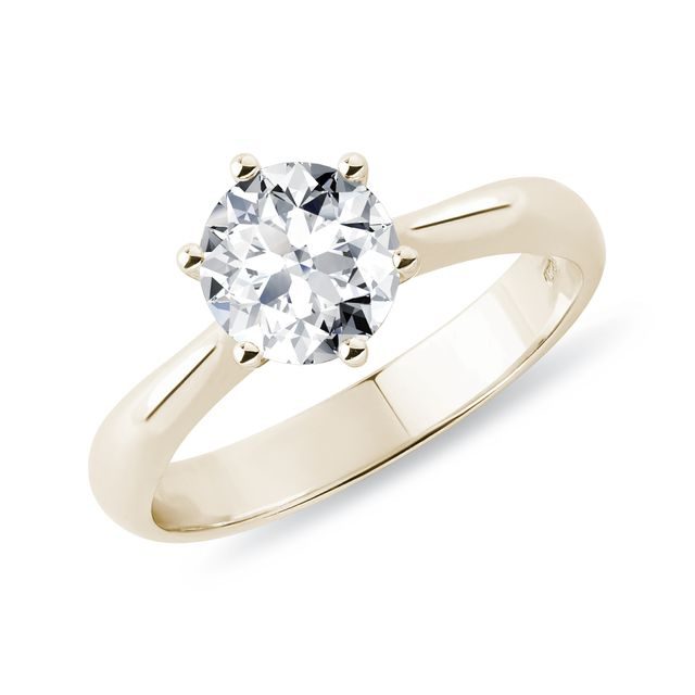 1 CARAT NATURAL DIAMOND RING IN YELLOW GOLD - BRILLIANT CUT DIAMOND ENGAGEMENT RINGS - ENGAGEMENT RINGS