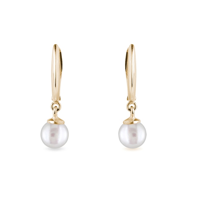 FRESHWATER PEARL EARRINGS IN YELLOW GOLD - PEARL EARRINGS - PEARL JEWELLERY