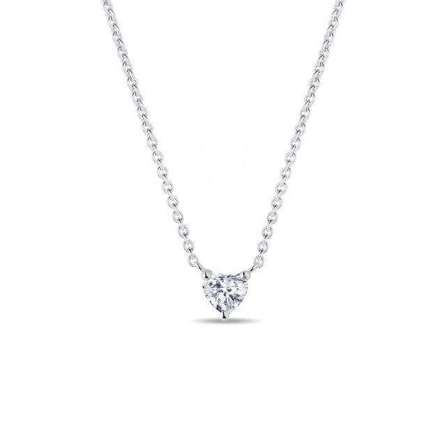 DIAMOND HEART WHITE GOLD NECKLACE - DIAMOND NECKLACES - NECKLACES