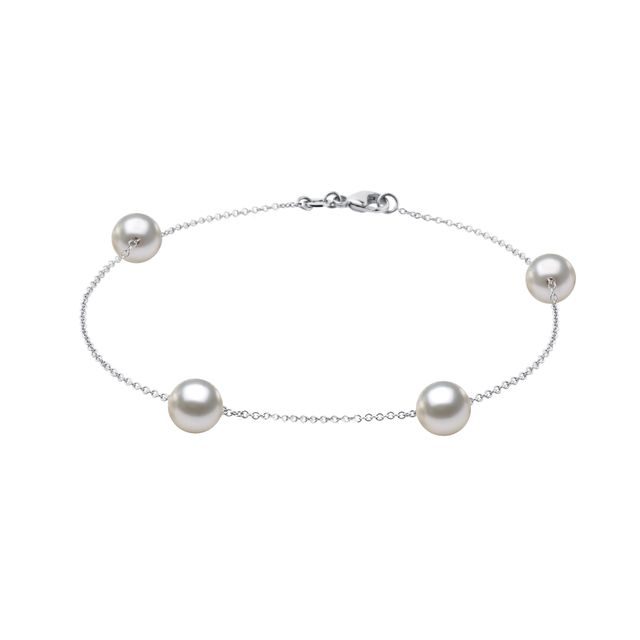 BRACELET MADE OF WHITE GOLD WITH AKOYA PEARLS - PEARL BRACELETS - PEARL JEWELRY