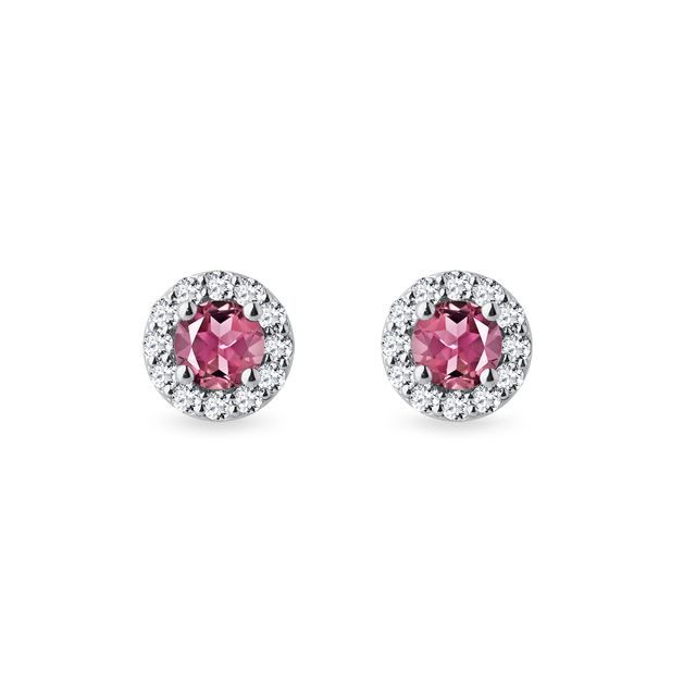 TOURMALINE AND DIAMOND WHITE GOLD EARRINGS - TOURMALINE EARRINGS - EARRINGS