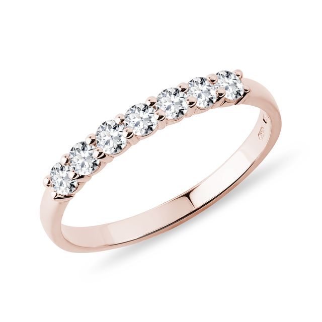 BAGUE D'OR ROSE AVEC SEPT DIAMANTS - ALLIANCES DE MARIAGE FEMMES - ALLIANCES DE MARIAGE