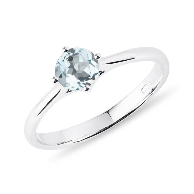 AQUAMARINE ENGAGEMENT RING IN WHITE GOLD - AQUAMARINE RINGS - RINGS