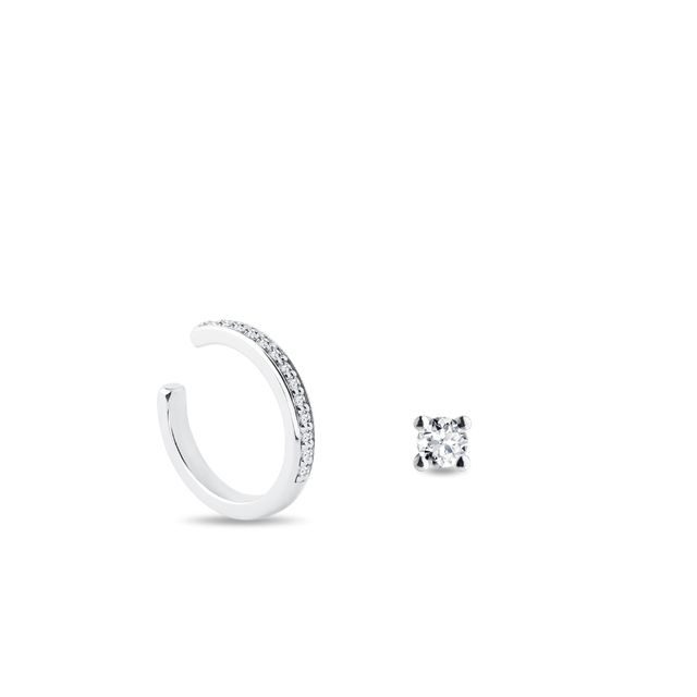 SINGLE EARRING SET IN WHITE GOLD - DIAMOND SETS - FINE JEWELRY