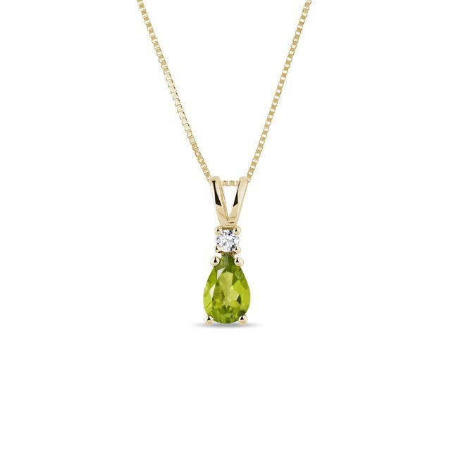 Zlatý náhrdelník s olivínem a briliantem
