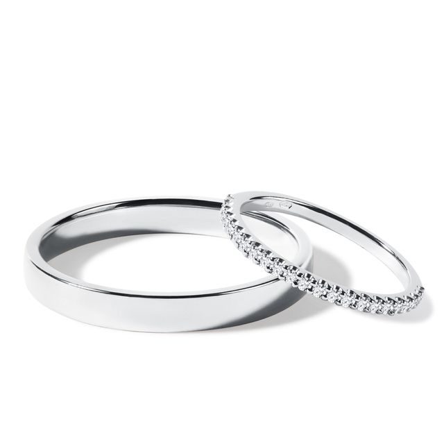 ENSEMBLE D'ALLIANCES EN OR BLANC AVEC DIAMANTS - ENSEMBLE D’ALLIANCES EN OR BLANC - ALLIANCES DE MARIAGE