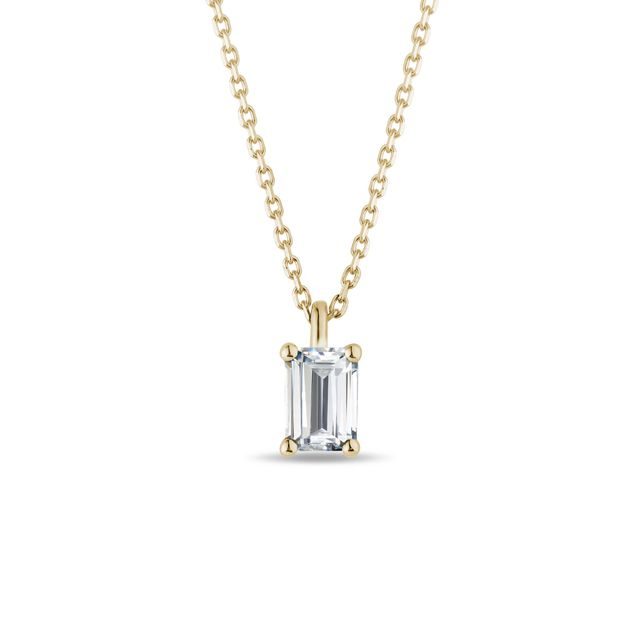 EMERALD CUT DIAMOND NECKLACE IN YELLOW GOLD - DIAMOND NECKLACES - NECKLACES