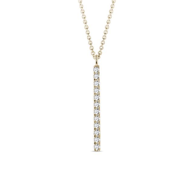 VERTICAL DIAMOND BAR NECKLACE IN YELLOW GOLD - DIAMOND NECKLACES - NECKLACES