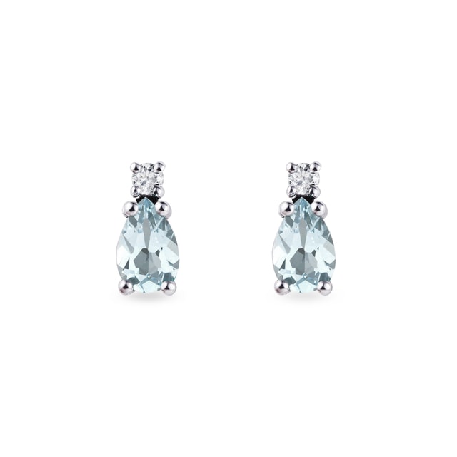 Aquamarine and diamond earrings in 14kt gold