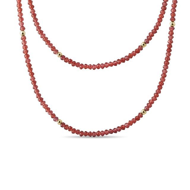 HALSKETTE MIT GRANATEN IN GELBGOLD - MINERALKETTEN - KETTEN