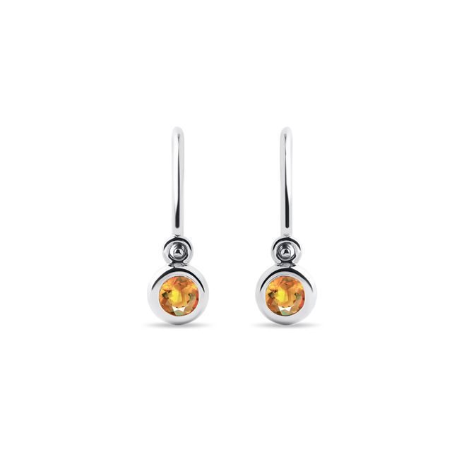 Children's earrings with citrines in white gold