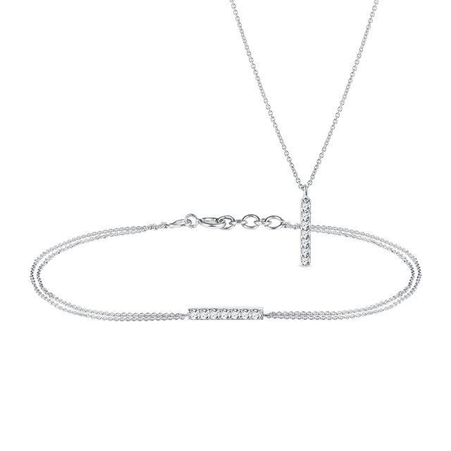 BRILLANTSCHMUCK IN 14K WEISSGOLD GEFASST - SCHMUCK SETS DIAMANT - SCHMUCK