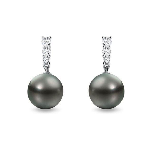 WEISSGOLDENE OHRRINGE MIT TAHITIPERLE - PERLEN OHRRINGE - PERLEN