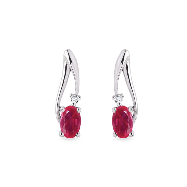 White Gold Earrings with Rubies and Diamonds