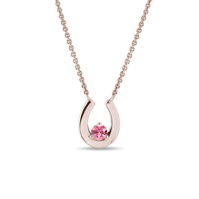 HORSESHOE SAPPHIRE PENDANT NECKLACE IN ROSE GOLD - SAPPHIRE NECKLACES - NECKLACES