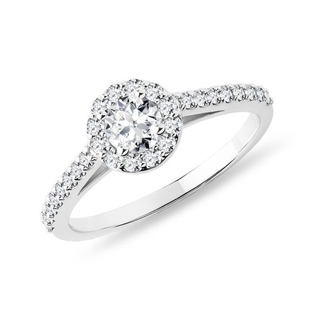 WEISSGOLD DIAMANT HALO RING - VERLOBUNGSRINGE DIAMANTEN - VERLOBUNGSRINGE