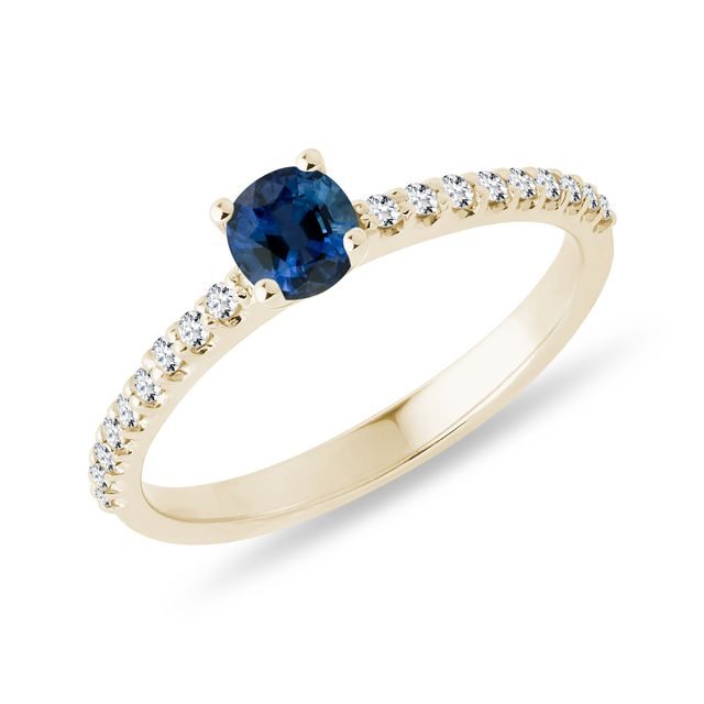 GOLDRING MIT DIAMANT UND SAPHIREN - SAPHIRVERLOBUNGSRINGE - VERLOBUNGSRINGE