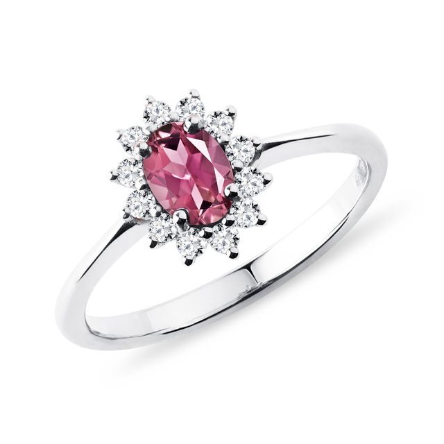 Ring with Tourmaline and Diamonds in White Gold