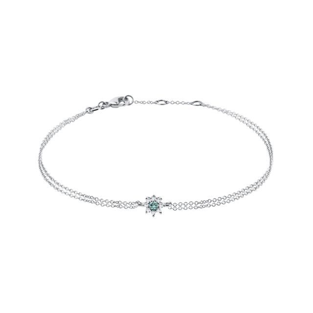 NÁRAMEK KYTIČKA S MODRÝM DIAMANTEM V BÍLÉM ZLATĚ - NÁRAMKY S DIAMANTY - NÁRAMKY