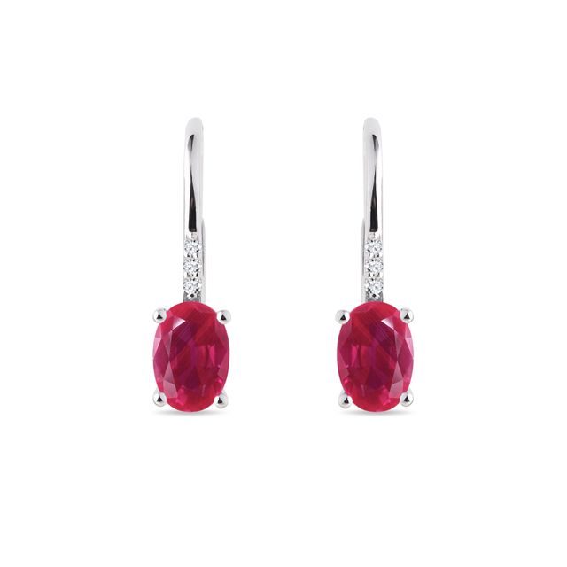 WEISSGOLDENE OHRRINGE MIT RUBINEN UND DIAMANTEN - OHRRINGE MIT RUBIN - OHRRINGE