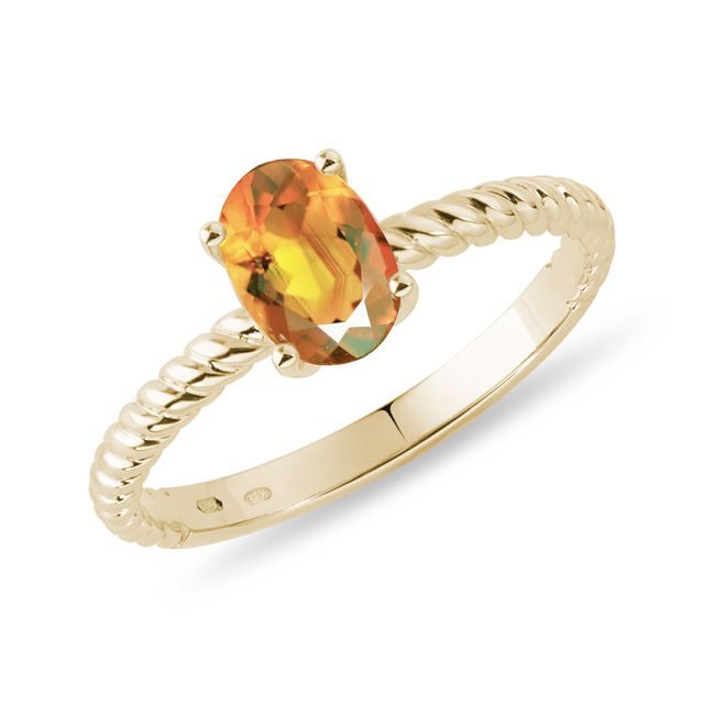 BAGUE EN OR AVEC CITRINE OVALE - BAGUES EN CITRINE - BAGUES