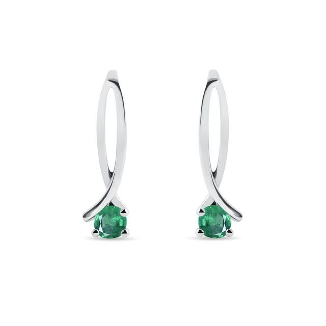 EMERALD RIBBON EARRINGS IN WHITE GOLD - EMERALD EARRINGS - EARRINGS