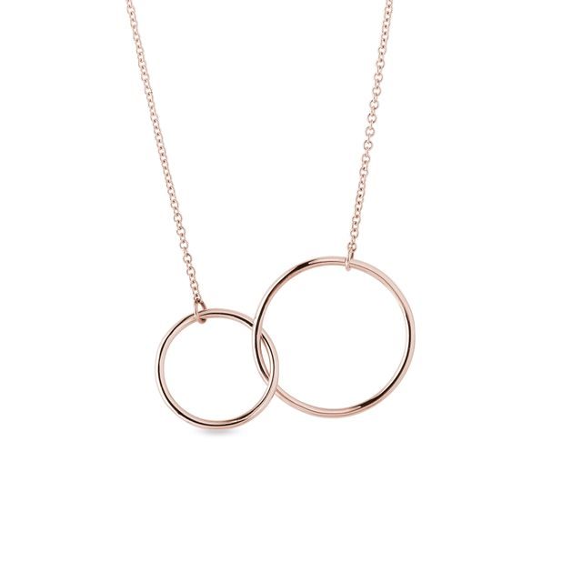 INTERLOCKING CIRCLE PENDANT NECKLACE IN ROSE GOLD - ROSE GOLD NECKLACES - NECKLACES