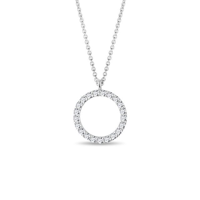 PENDENTIF ROND EN OR BLANC ET DIAMANT - COLLIERS AVEC DIAMANTS - COLLIERS