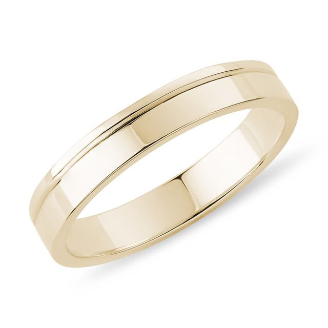 Men's Yellow Gold Groove Wedding Ring