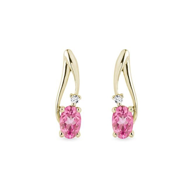 Pink sapphire and diamond earrings in gold