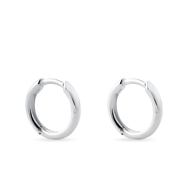 SMALL 14K WHITE GOLD HUGGIE HOOPS - WHITE GOLD EARRINGS - EARRINGS