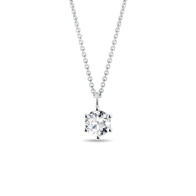 PENDANT WITH WHITE BRILLIANT IN WHITE GOLD - DIAMOND NECKLACES - NECKLACES