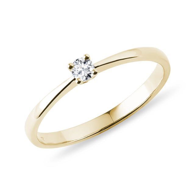 ANNEAU MINIMALISTE D'OR JAUNE AVEC DIAMANT - SOLITAIRES - BAGUES DE FIANÇAILLES