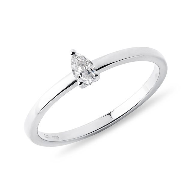 PEAR SHAPE DIAMOND WHITE GOLD RING - ENGAGEMENT DIAMOND RINGS - ENGAGEMENT RINGS