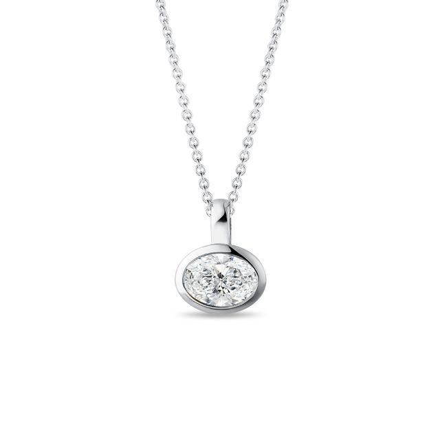 HALSKETTE MIT OVALEM LABOR-DIAMANT IN WEISSGOLD - KETTEN MIT DIAMANTEN - KETTEN