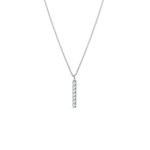 Diamond vertical bar pendant in white gold | KLENOTA