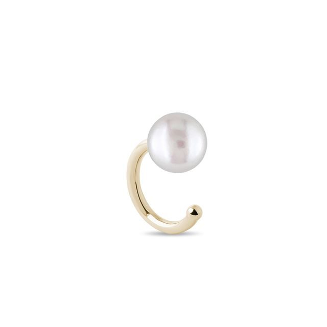 SINGLE PEARL CUFF EARRING IN YELLOW GOLD - EAR CUFFS - EARRINGS