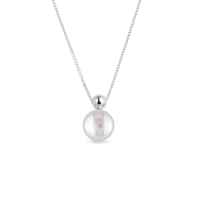 Necklace with Pearl in White Gold