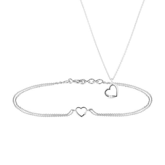 SATZ: HERZ-HALSKETTE UND ARMBAND - SCHMUCK-SETS - SCHMUCK