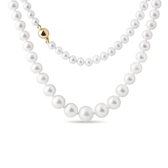 CONICAL PEARL NECKLACE WITH GOLD CLASP - PEARL NECKLACES - PEARL JEWELRY