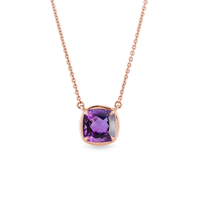Amethyst necklace in rose gold