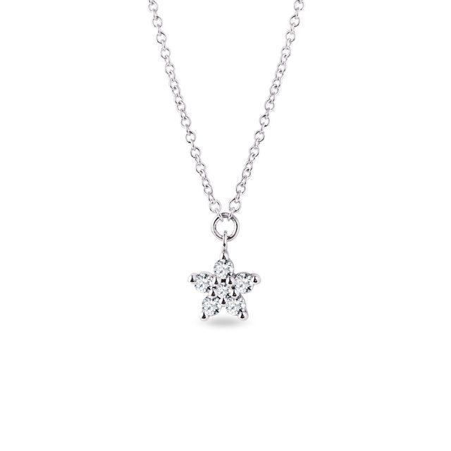 Star necklace with diamonds in white gold