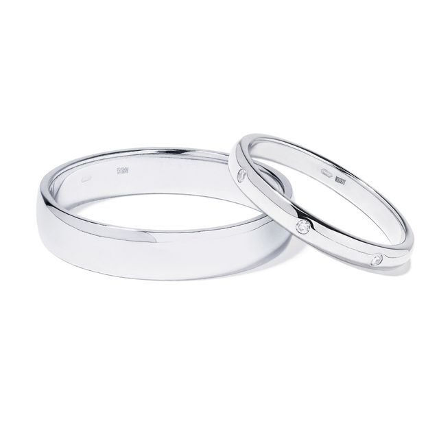 White gold wedding rings with diamonds