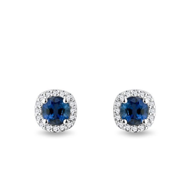 BOUCLES D'OREILLES DELUXE EN OR BLANC SERTIES DE SAPHIRS ET DE DIAMANTS BLANCS - BOUCLES D'OREILLES EN SAPHIR - BOUCLES D'OREILLES