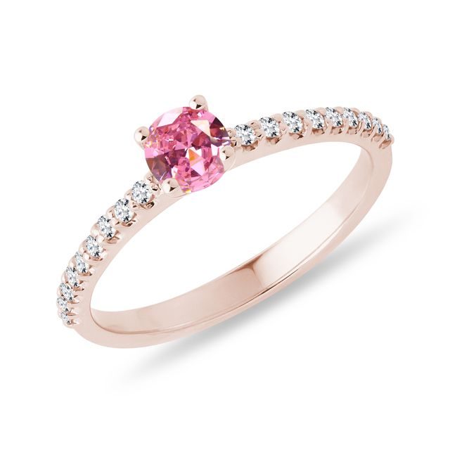 BAGUE EN OR ROSE AVEC SAPHIR ROSE ET DIAMANTS - BAGUES DE FIANÇAILLES EN SAPHIR - BAGUES DE FIANÇAILLES
