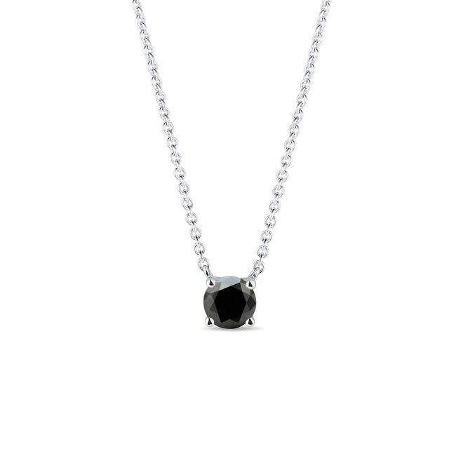 Black diamond necklace in 14k white gold | KLENOTA