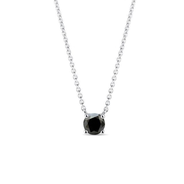 BLACK DIAMOND NECKLACE IN 14K WHITE GOLD - DIAMOND NECKLACES - NECKLACES