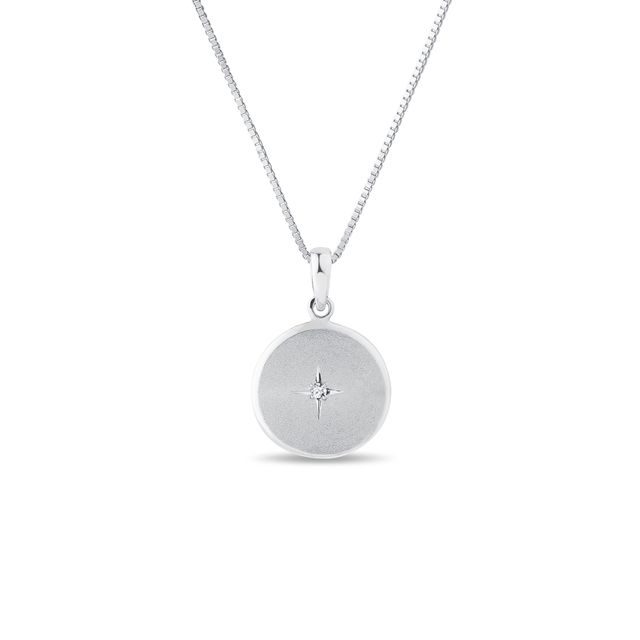 HAND ENGRAVED MEDALLION IN WHITE GOLD - DIAMOND NECKLACES - NECKLACES